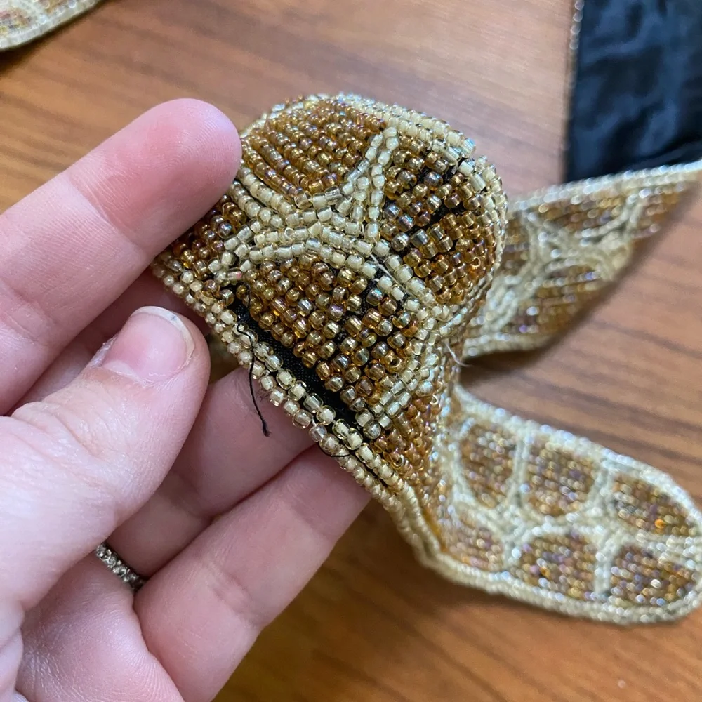Beaded Brown Animal Print Belt with around Rhinestone Buckle Size Large